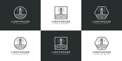 set of Minimalist line abstract lighthouse logo design vector