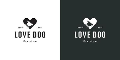 plantilla de diseño de vector de logotipo de perro de amor