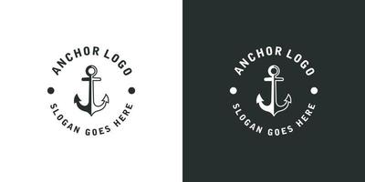 Anchor nautical marine circle seal logo design vector