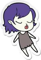 sticker of a cute cartoon vampire girl vector