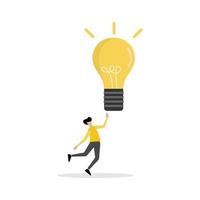 Idea and creative concept. Smart businessmen jumping to light bulbs for opportunities, search for new solutions, and direction of development. A new business idea of leadership. vector