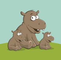 hipopótamo divertido con vector de ilustración de fondo
