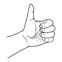 Hand illustration in line art style with thumb up symbol vector