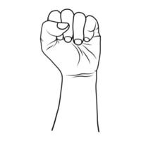 Hand illustration in line art style with fist symbol vector