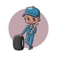 Mechanic Cute Cartoon Character Vector Illustration