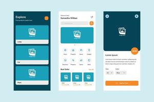 Simple store online ui design template vector. Suitable designing application for android and IOS. ecommerce app mobile vector