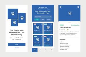 Simple destination ui design template vector. Suitable designing applications for android and IOS. Brainstorming app mobile. Blue ui design vector