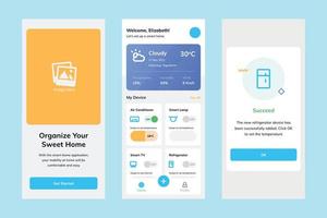 Smarthome ui design template vector. Suitable designing application for android and IOS. Clean style app mobile vector