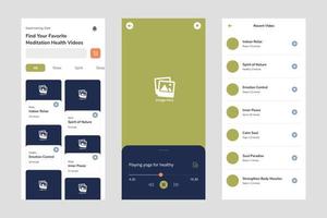 Meditation ui design template vector. Suitable designing applications for android and IOS. Health app mobile. Clean style developer vector