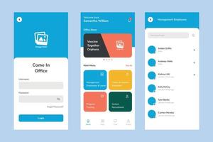 Simple HR Office ui design template vector. Suitable designing application for android and IOS. Human resource app mobile