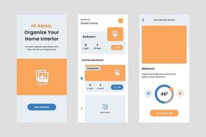 vector de plantilla de diseño de interfaz de usuario de casa inteligente. Aplicación de diseño adecuada para Android e iOS. aplicación móvil de estilo limpio.