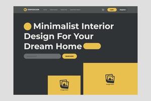 Interior design landing page ui design template vector. Suitable designing application for android and IOS. Clean style app mobile. vector