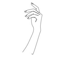 Beautiful hand gesture. Single stroke drawing. Vector illustration