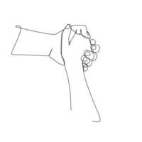 Continuous drawing of hands holding each other. Hand holding Vector illustration. Hand drawn style design for relationship concept.