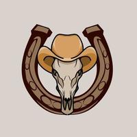 illustration vector of old west,skull and hat,perfect for print,etc.