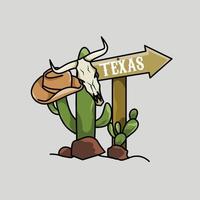 illustration vector of old west,cactus,skull,and hat perfect for print,background,etc.