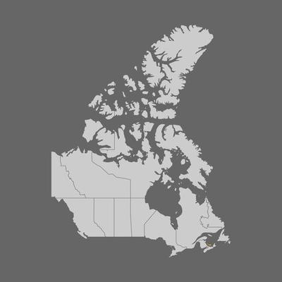 Prince Edward Island province highlighted on the map of Canada