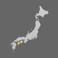 prefectura de kochi resaltada en el mapa de japón vector