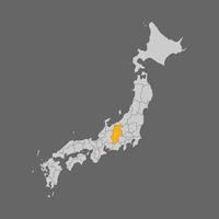 prefectura de nagano resaltada en el mapa de japón vector