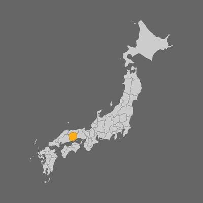 Okayama prefecture highlight on the map of Japan