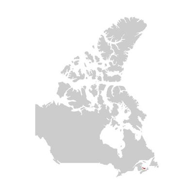 Prince Edward Island province highlighted on the map of Canada