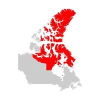 Nunavut territory highlighted on the map of Canada vector