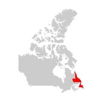 terranova resaltado en el mapa de canadá vector