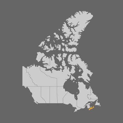 Nova Scotia province highlighted on the map of Canada