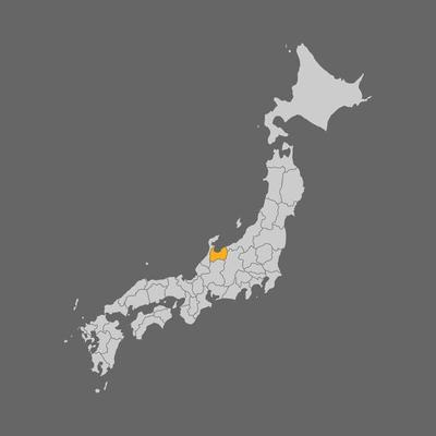 Toyama prefecture highlighted on the map of Japan