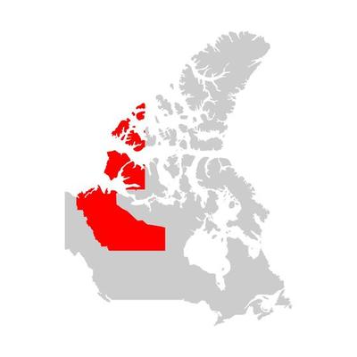 Northwest Territories highlighted on the map of Canada