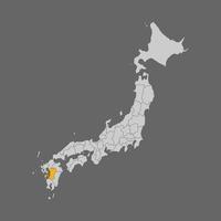 Kumamoto prefecture highlight on the map of Japan