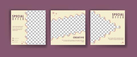 conjunto de banners de marketing de negocios digitales para plantillas de publicaciones en redes sociales. tema de queso con color pastel. adecuado para publicaciones en redes sociales y publicidad en Internet. ilustración vectorial vector