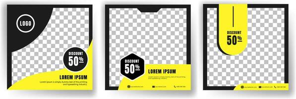 Set Of Digital business marketing banner for social media post template. Black And Yellow Background.Suitable for social media posts, instagram, facebook and web internet advertising. Vector