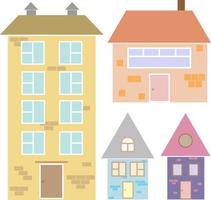 Cute vector houses. Drawn in simple minimalistic Scandinavian style