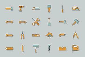 Technical set - paper vector icon set. Perfect pixels. Editable strokes. The set contains Work Tools icons.