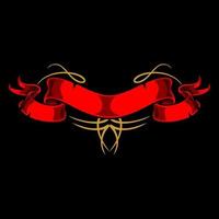 red ribbon patch and ornament... vector