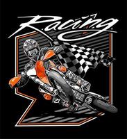 supermoto orange racing flag ... vector