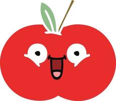 manzana roja de dibujos animados retro de color plano vector