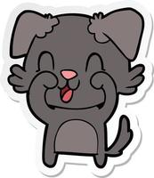 sticker of a laughing cartoon dog vector