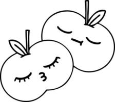 manzana jugosa de dibujos animados de dibujo lineal vector