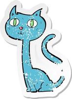 retro distressed sticker of a cartoon cat vector