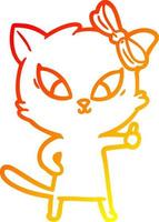 warm gradient line drawing cartoon cat vector