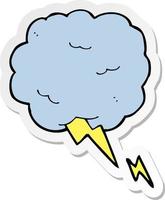 sticker of a cartoon thundercloud symbol vector