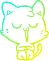 cold gradient line drawing cartoon cat singing vector