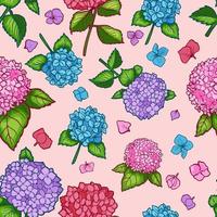 Hydrangea Handdrawn Seamless Pattern Background vector