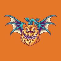 Halloween Pumpkin Bat Illustration vector