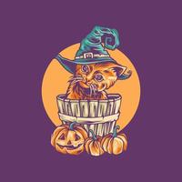 Halloween Cat In Bucket Illustration vector