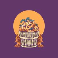 Halloween Pumpkin In Bucket Illustration vector
