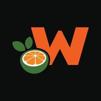 alfabeto naranja w logo vector
