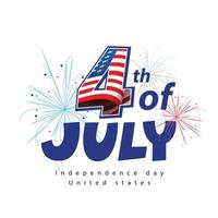 Independence day USA celebration banner with fourth of july calligraphy and firework vector